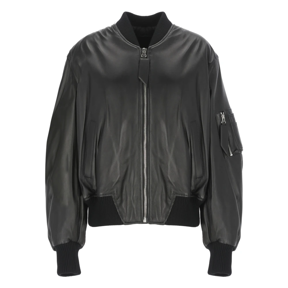 The Attico Women's Black Lambskin Bomber Jacket