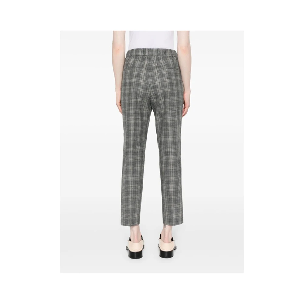PESERICO Slim Fit Tartan Check Wool Trousers Gray Dames