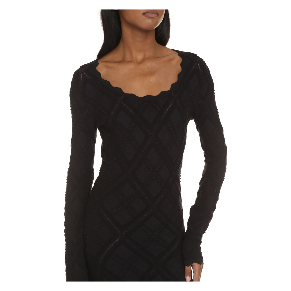 Burberry Jurk met geschulpte details en uitlopende zoom Black Dames
