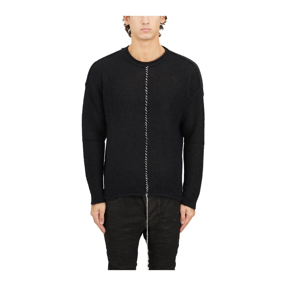 Isabel Benenato Wol en Mohair Gebreide Trui Black Heren
