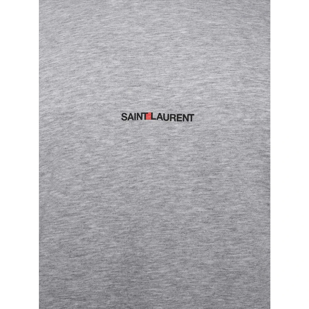 Saint Laurent Logo T-shirt Casual Mode Gray Heren