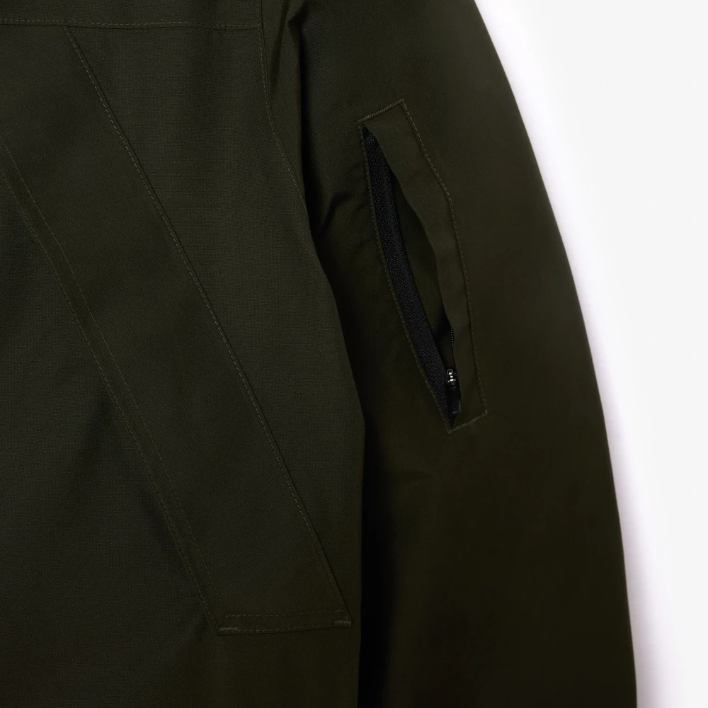 Lacoste Waterdichte Gewatteerde Parka Khaki Groen Green Heren