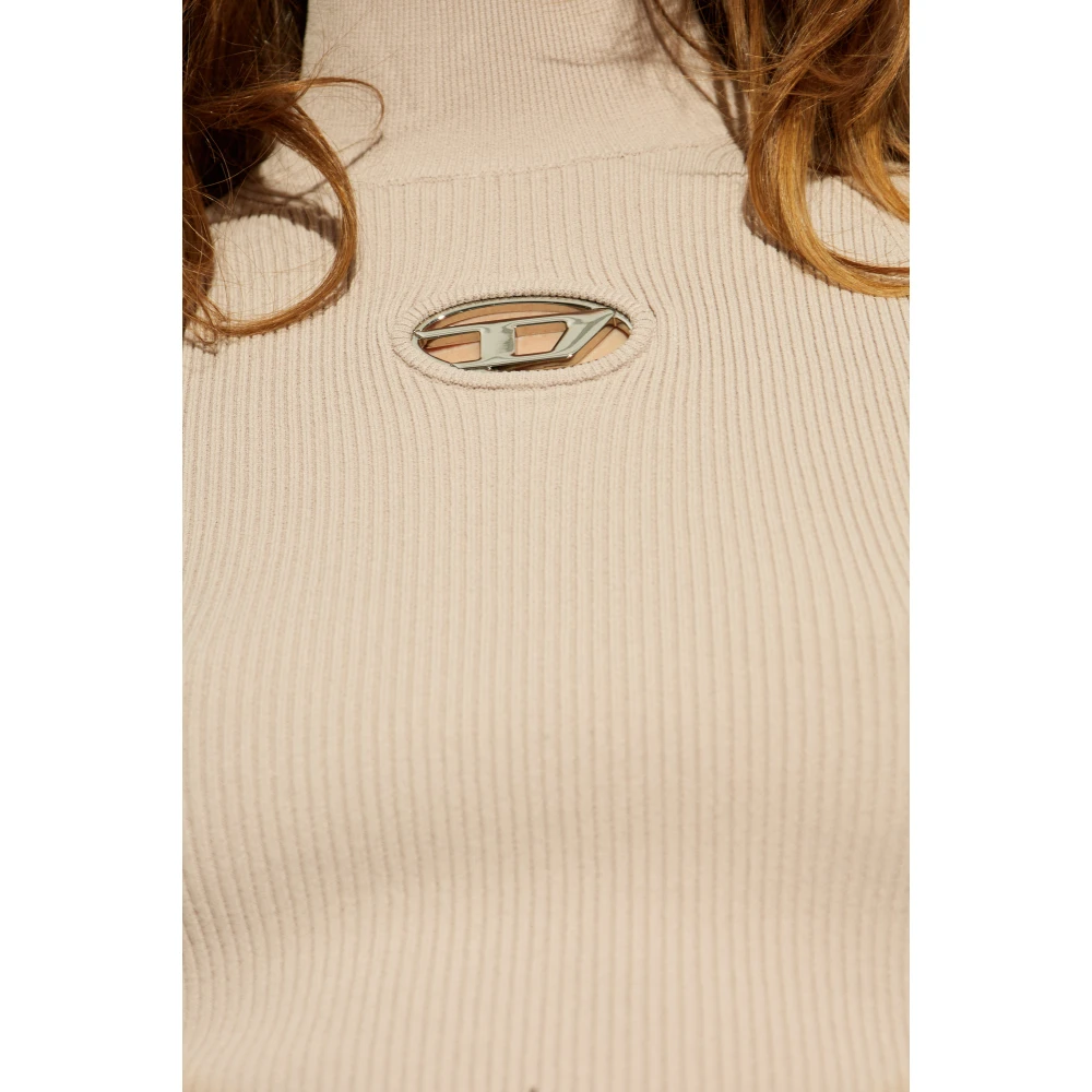 Diesel Top met logo Beige Dames