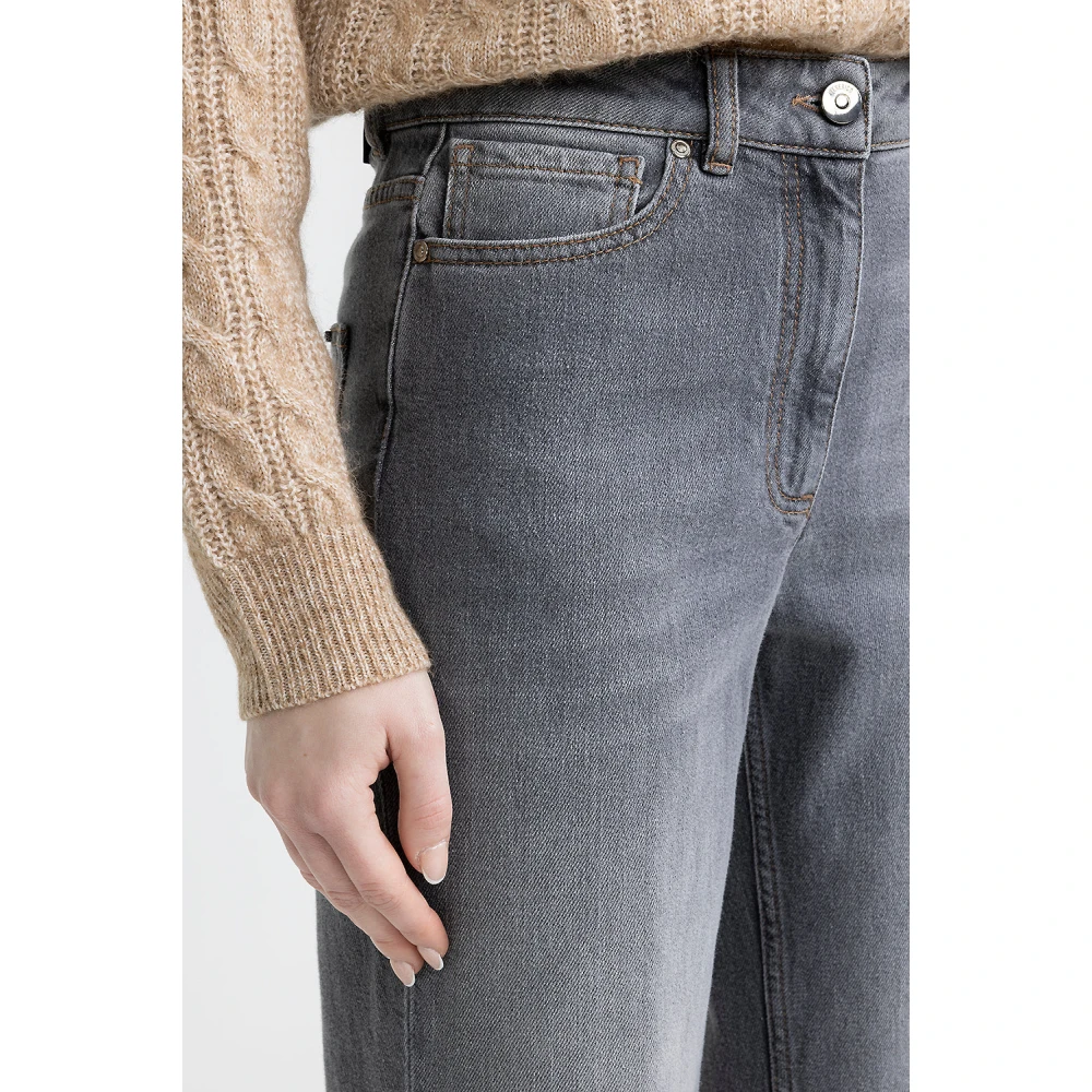 PESERICO Comfortabele katoenen denim broek Gray Dames