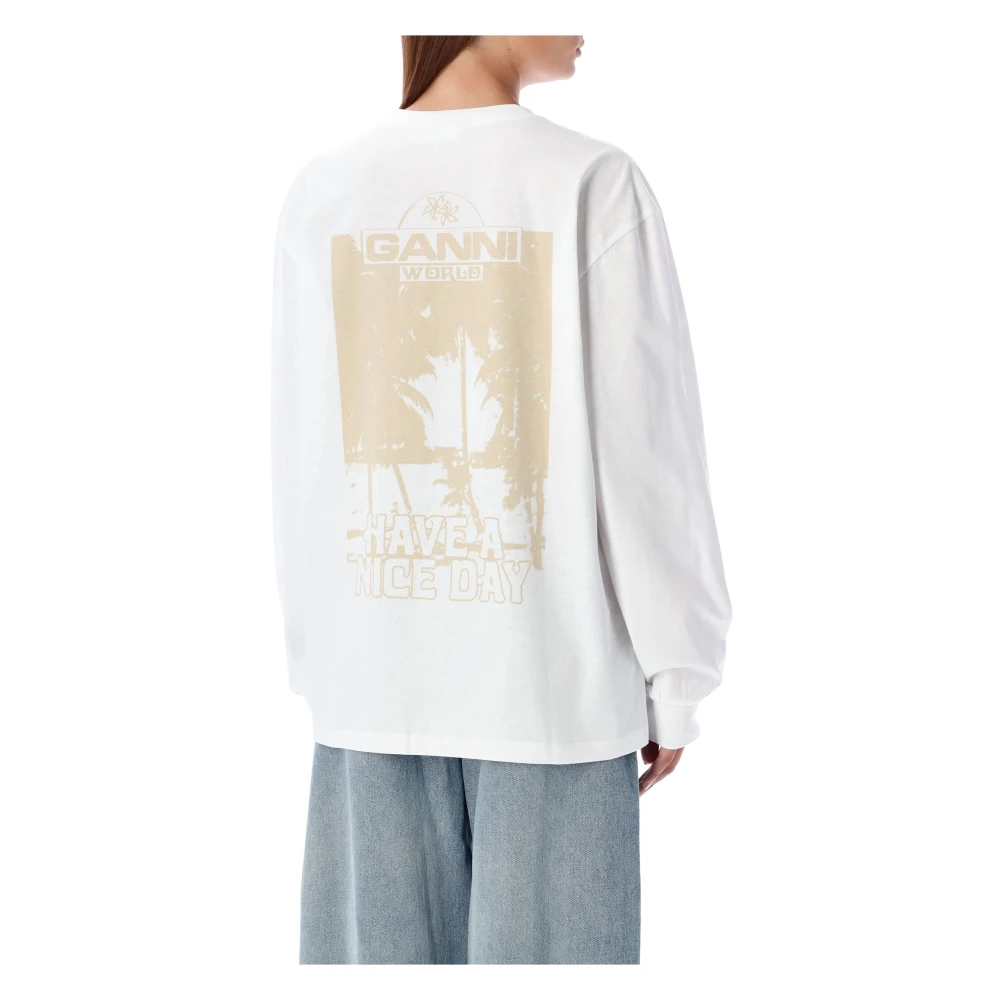 Ganni Heldere Witte Breigoed Future Heavy Jersey Palm White Dames