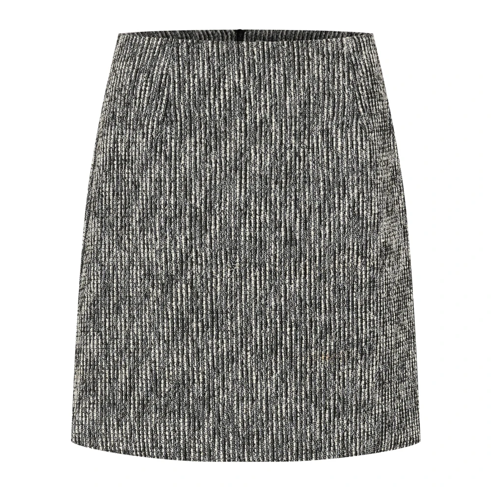 Kaffe Svart & Vit Boucle Kjol Gray, Dam