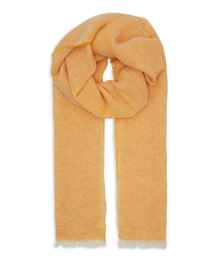 echarpe-unisexe-jaune-en-soie-et-lin-avec-couleur-unie