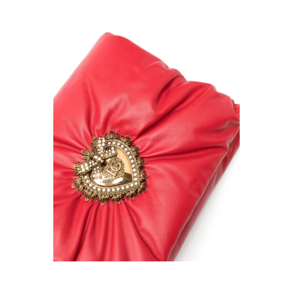 Dolce & Gabbana Rode Leren Logo Schoudertas Red Dames