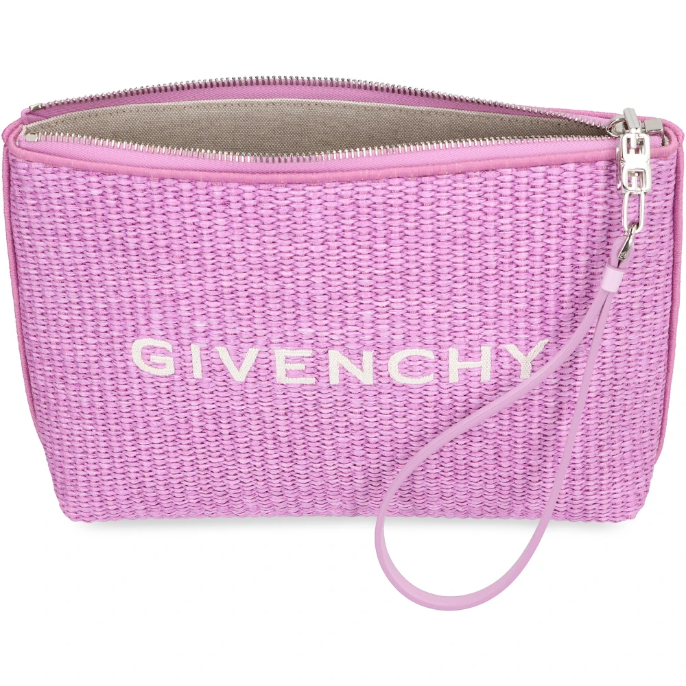 Givenchy Rieten Clutch met Leren Details Pink Dames