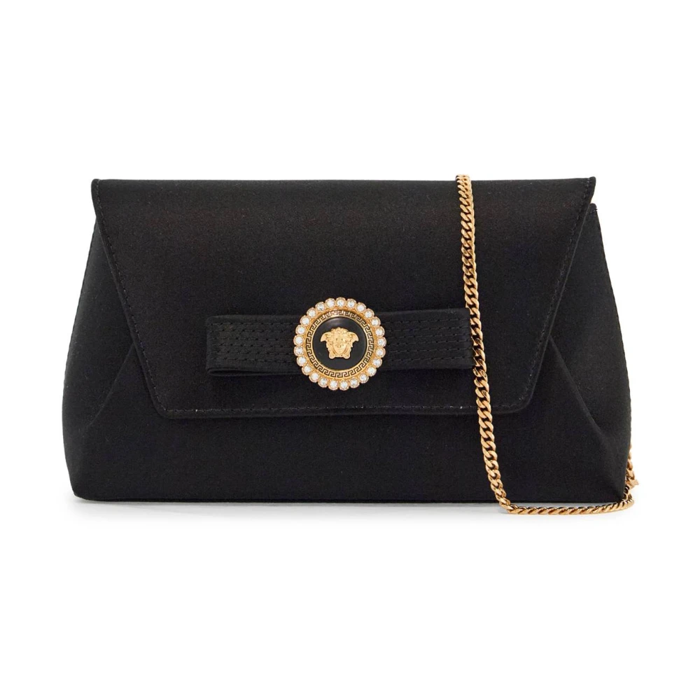 Versace Geëmailleerde Medusa Lint Clutch Black Dames