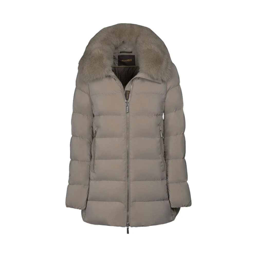 Moorer Women's Brown Down Jackets, M, Dorado Fur Jacket