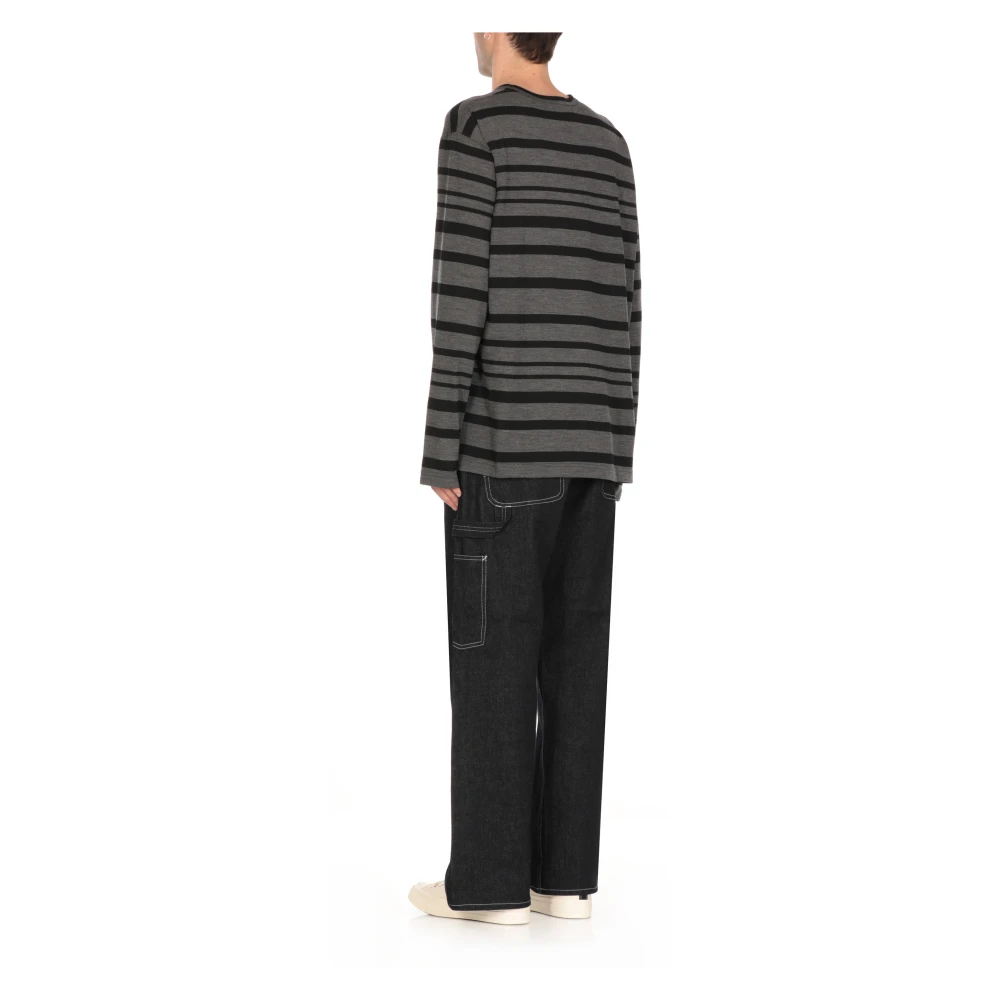 Junya Watanabe Gestreept wol T-shirt en Polo Gray Heren