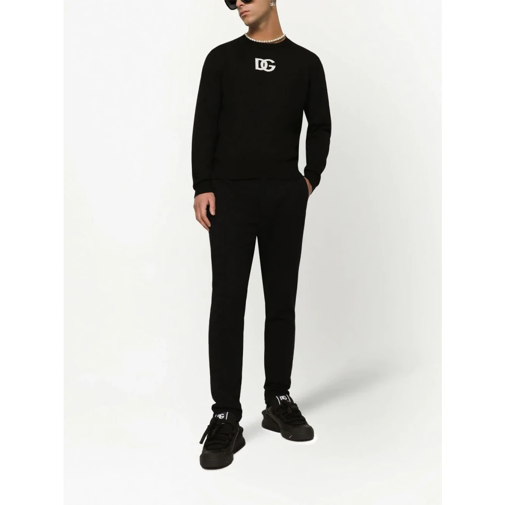 Dolce & Gabbana Zwarte Logo Gebreide Trui Black Heren