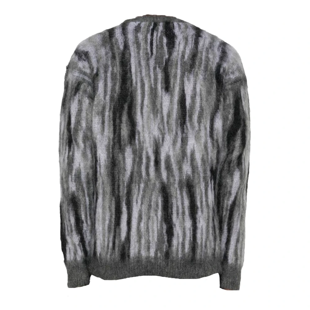 Roberto Collina Grijze Animal Jacquard Gebreide Trui Gray Heren