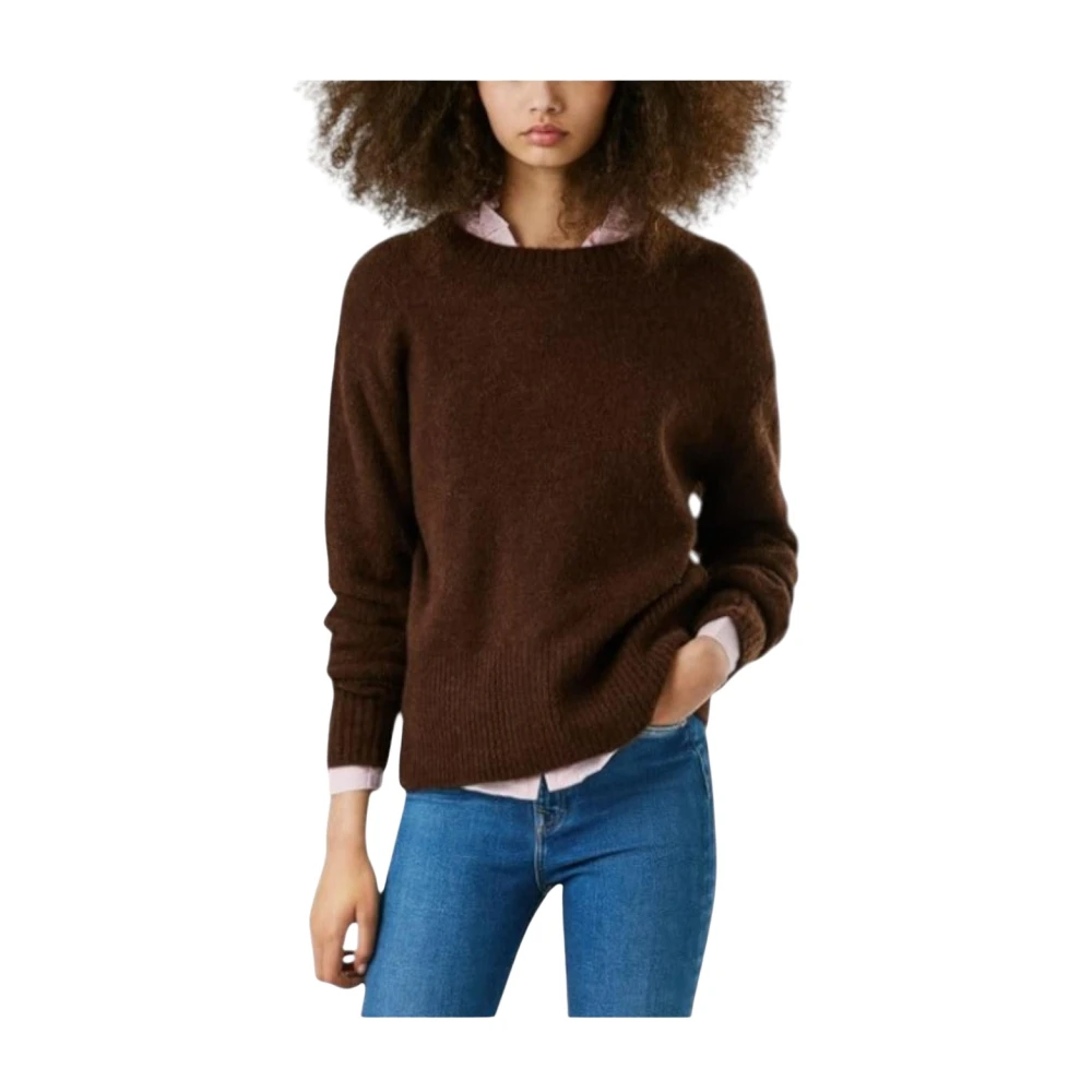Pepe Jeans Women's Brown Classic Crew Neck Wool Blend Jumper - Round-Neck Knitwear - S - Knitwear