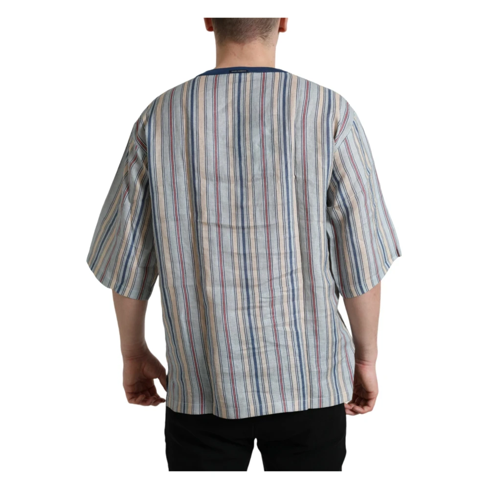 Dolce & Gabbana Multicolor Agosto Print Linnen T-shirt Multicolor Heren