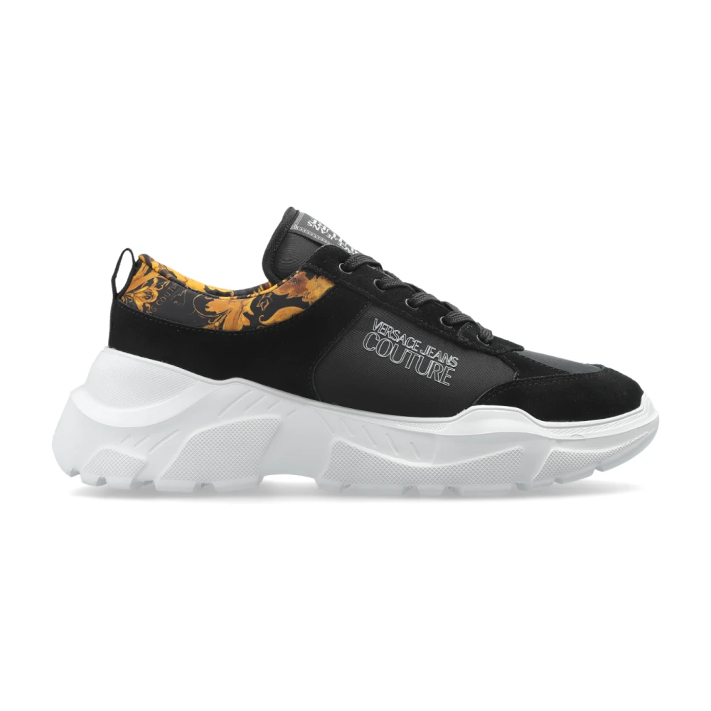 Versace Jeans Couture Men's Black Barocco Print Sneakers