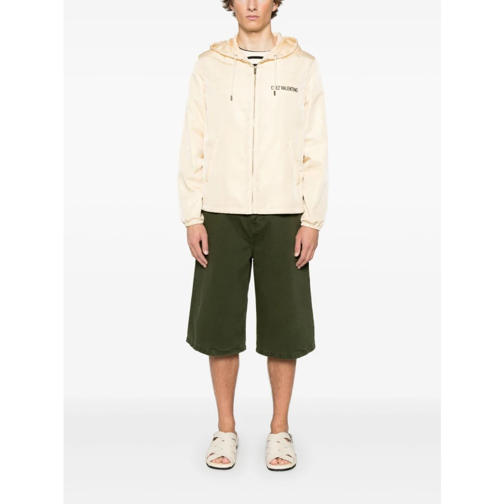 Valentino Witte Hoodie met Ritssluiting White Heren