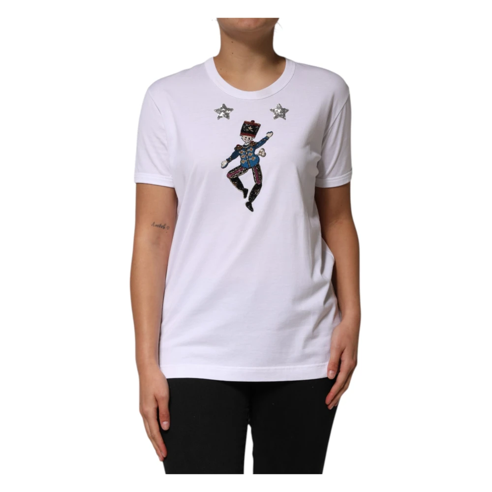 Dolce & Gabbana Women's White Sequin Embellished T-Shirt
