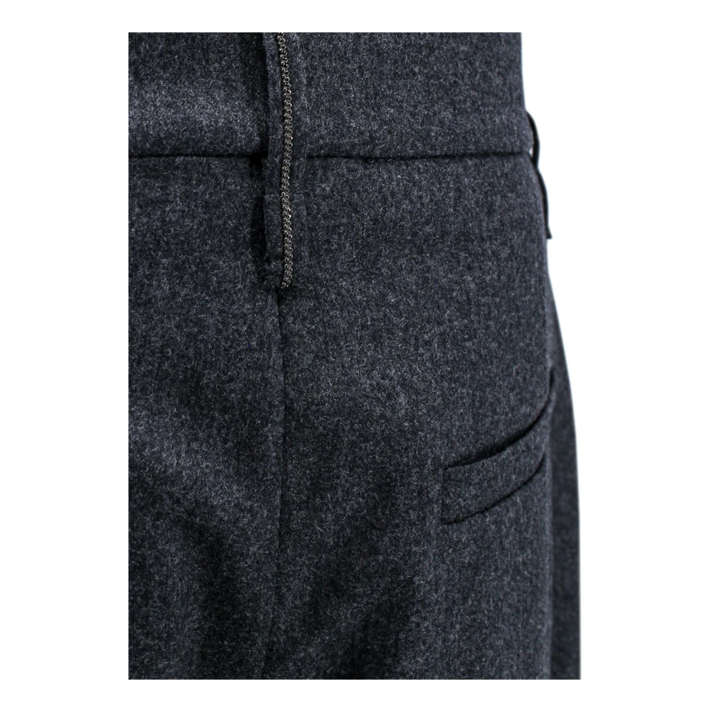 BRUNELLO CUCINELLI Wijde Leren Broek Gray Dames