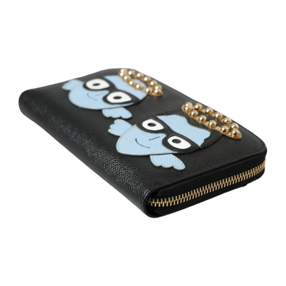 Dolce & Gabbana Luxe Leren Portemonnee met Engelenmotief Black Heren