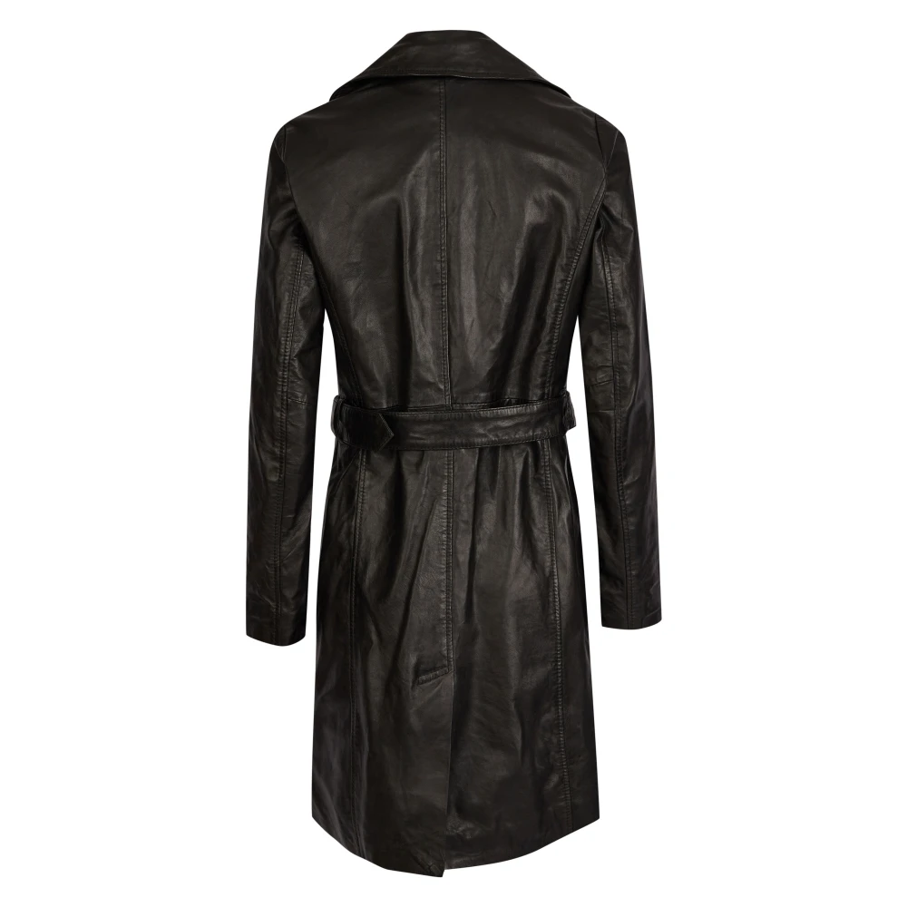 Bugatti Elegante leren jas met riem Black Dames