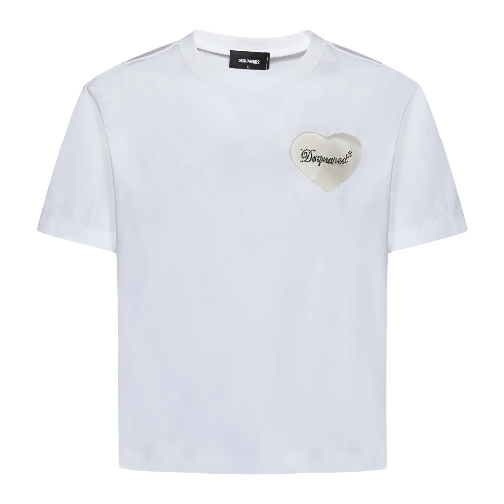 Dsquared2 Witte T-shirts en Polos met Hartmotief White Dames