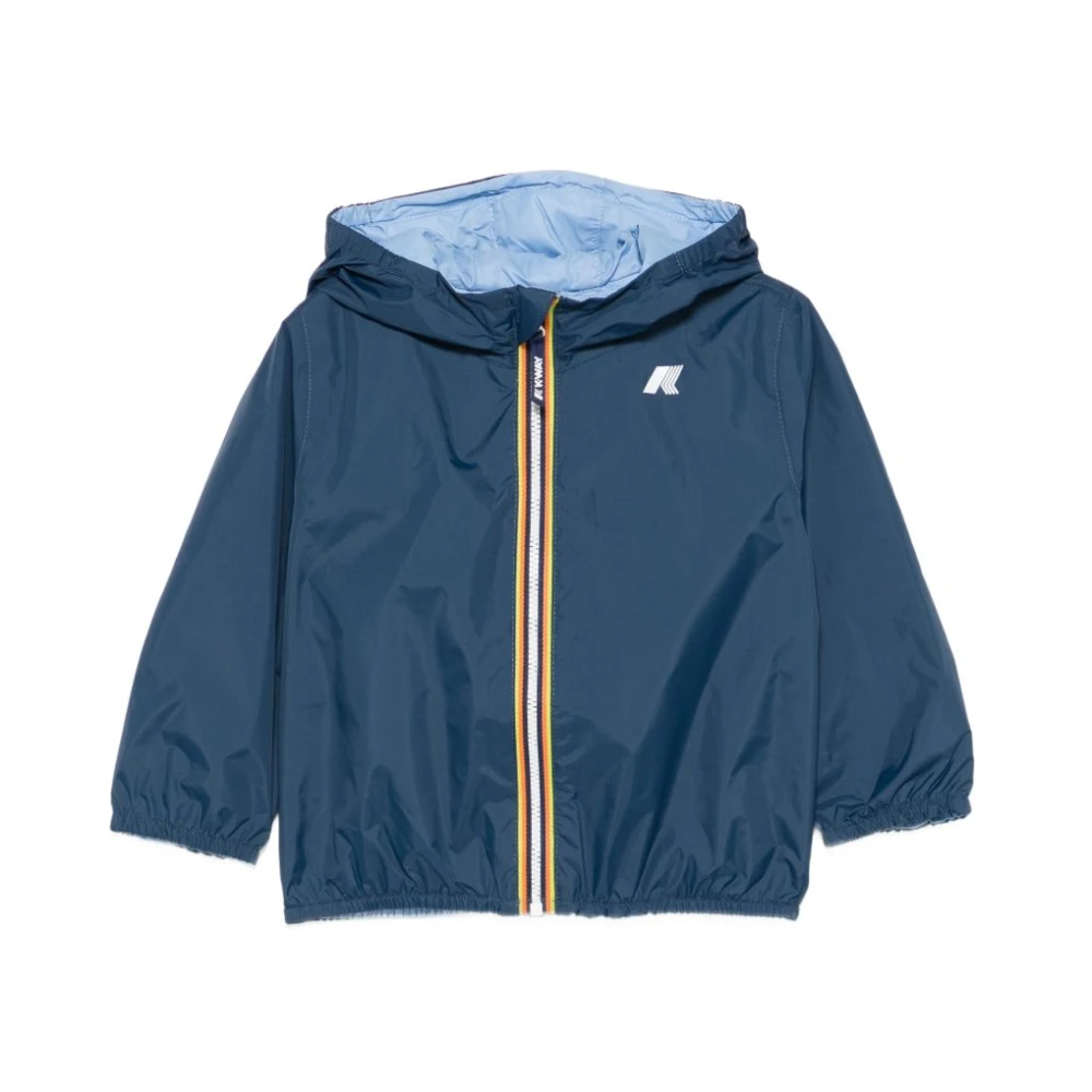 K-Way Unisex Kids Blue Hooded Reversible Jacket - Light Jackets - 12 M - Kids