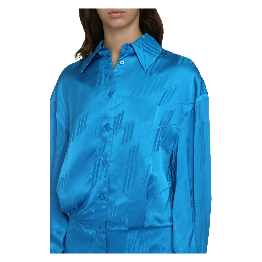 The Attico Klassieke Viscose Overhemdjurk Blue Dames