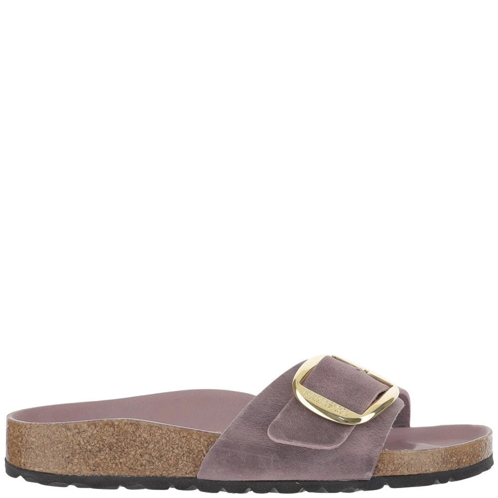 Birkenstock Women's Pink Leather Sandals With Oversized Buckle