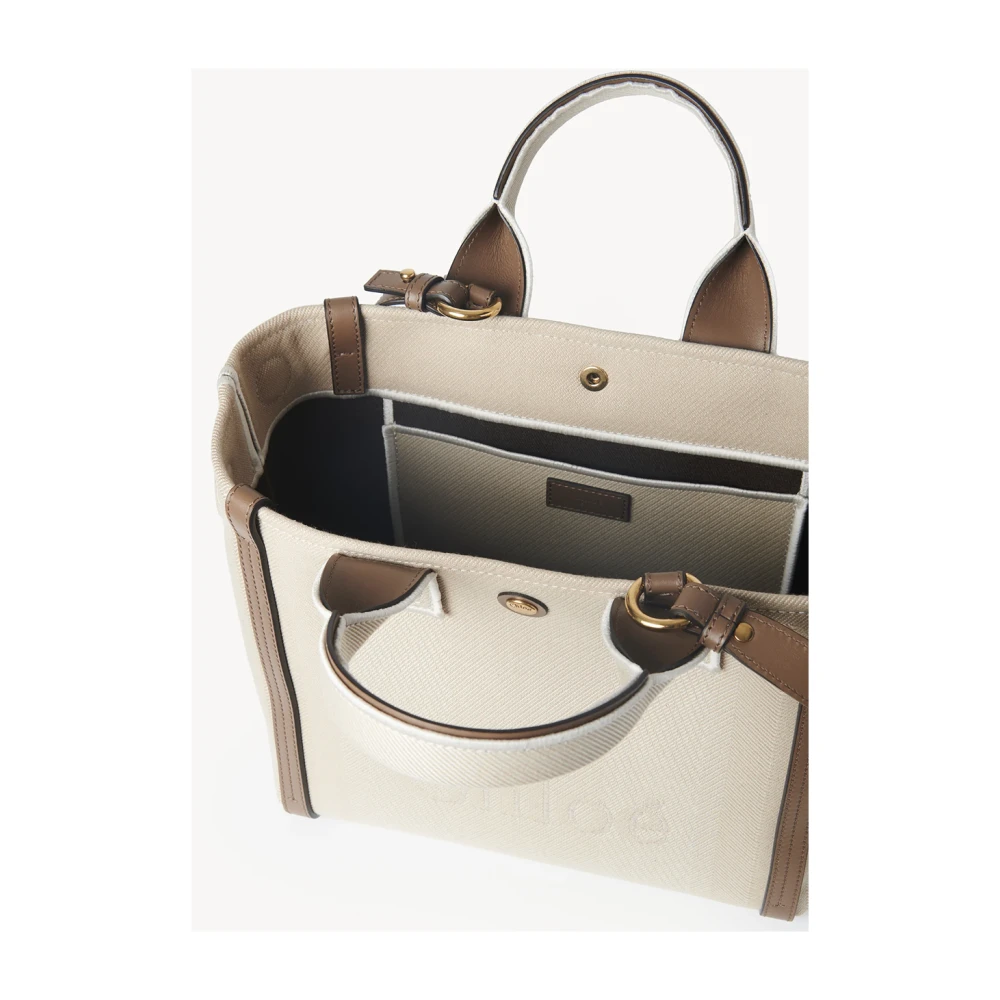 Chloé Beige Schoudertas met Drukknoopsluiting Beige Dames