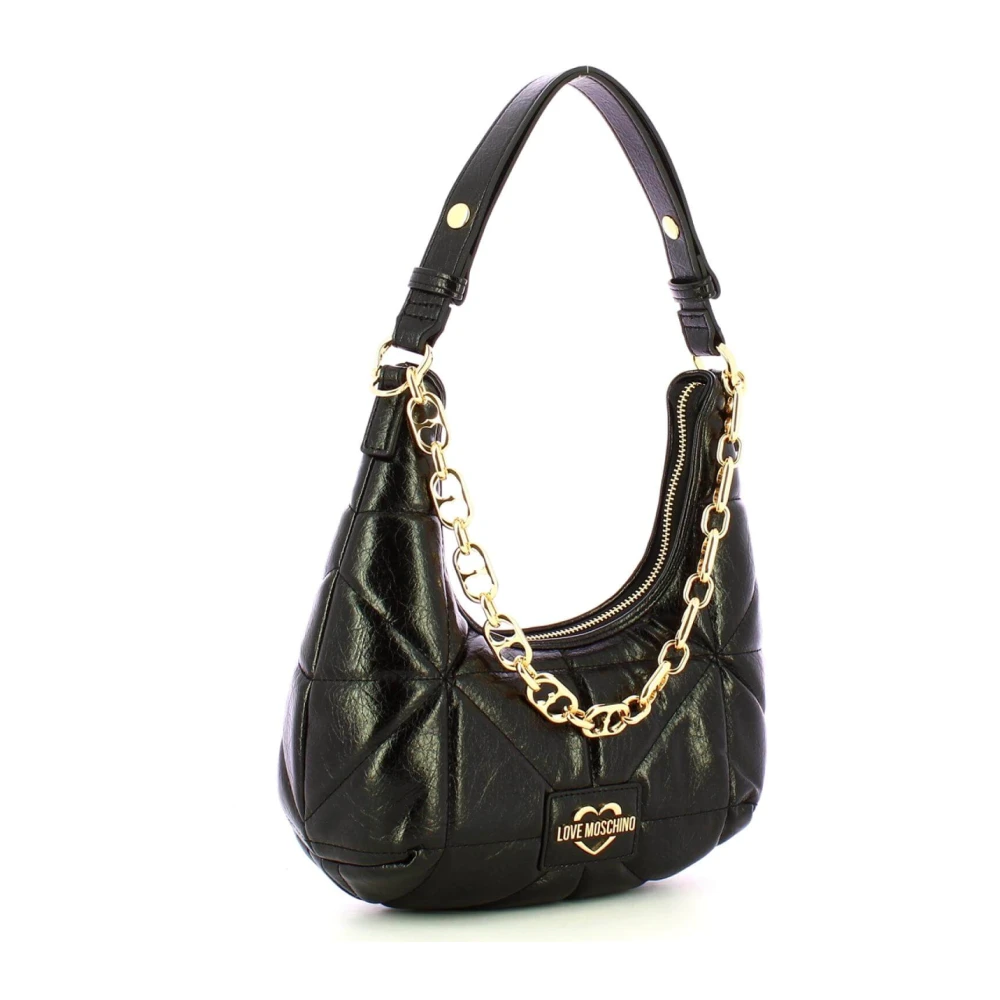 Love Moschino Zwarte Geometrische Hobo Tas Black Dames
