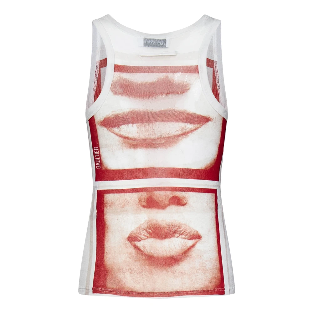 Jean Paul Gaultier Witte Top met Rode Print White Dames