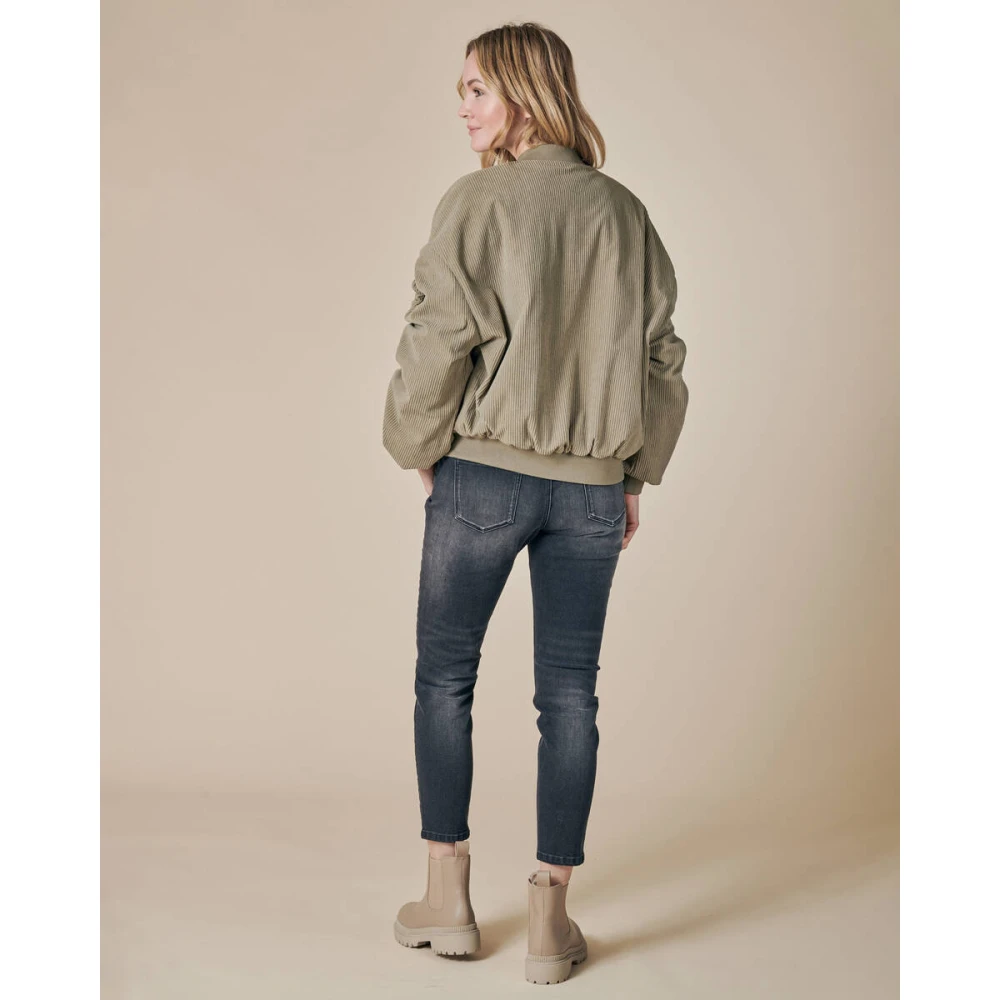 Zhrill Ribfluwelen Jas Zhalba Model N424444 Green Dames