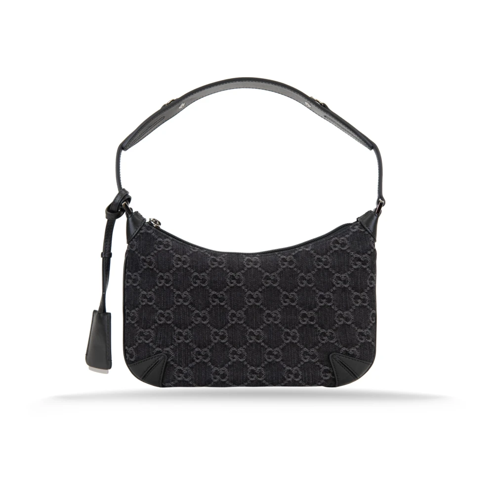 Gucci Signature Handtas met Leren Afwerking Blue Dames