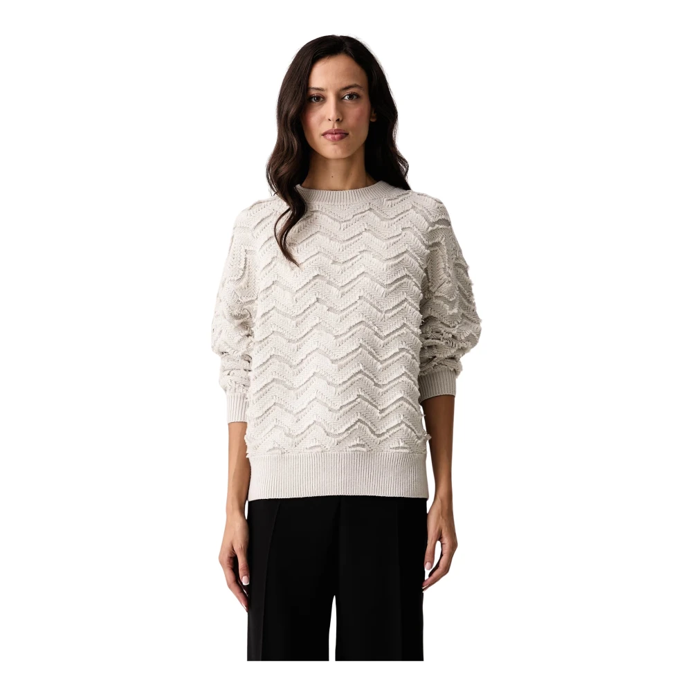 Armani Exchange Pullover Girocollo In Viscosa E Lana Con Motivo Chevron - Immagine 3