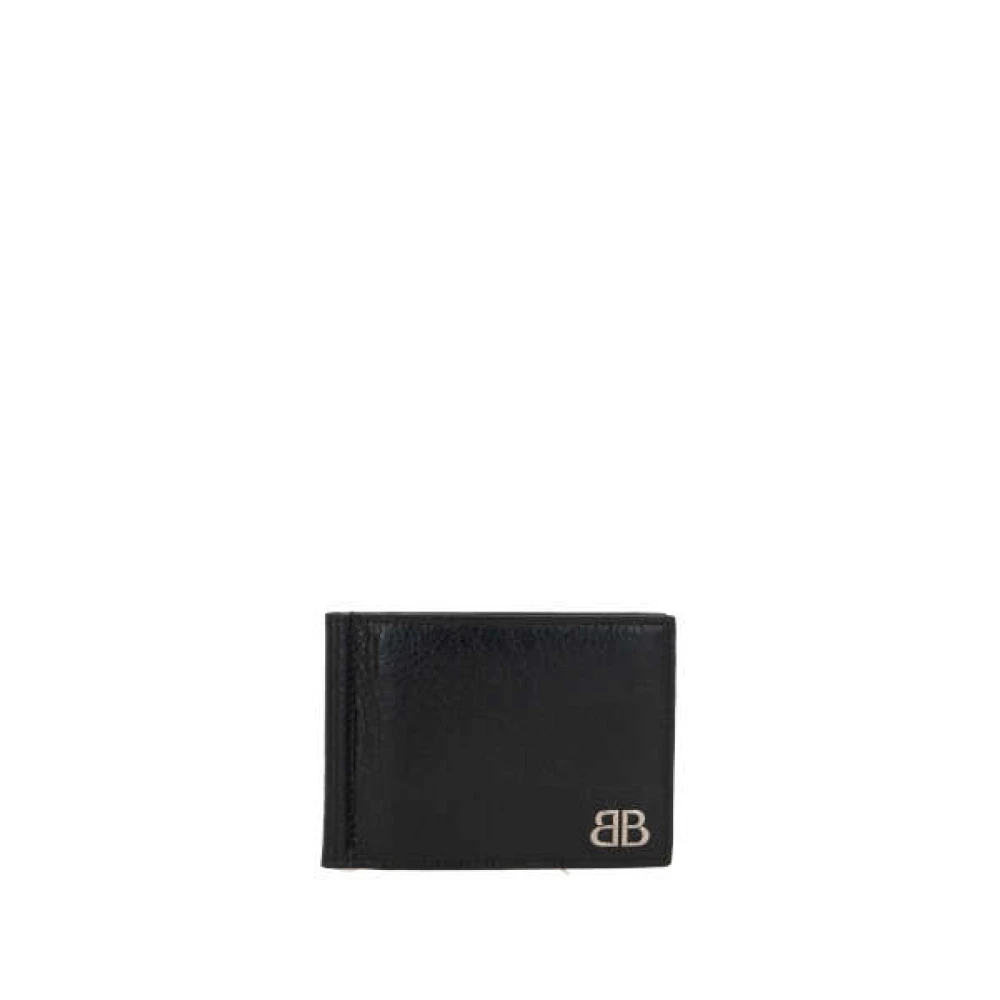 Balenciaga Zwarte Arena leren portemonnee met geldclip Black Heren
