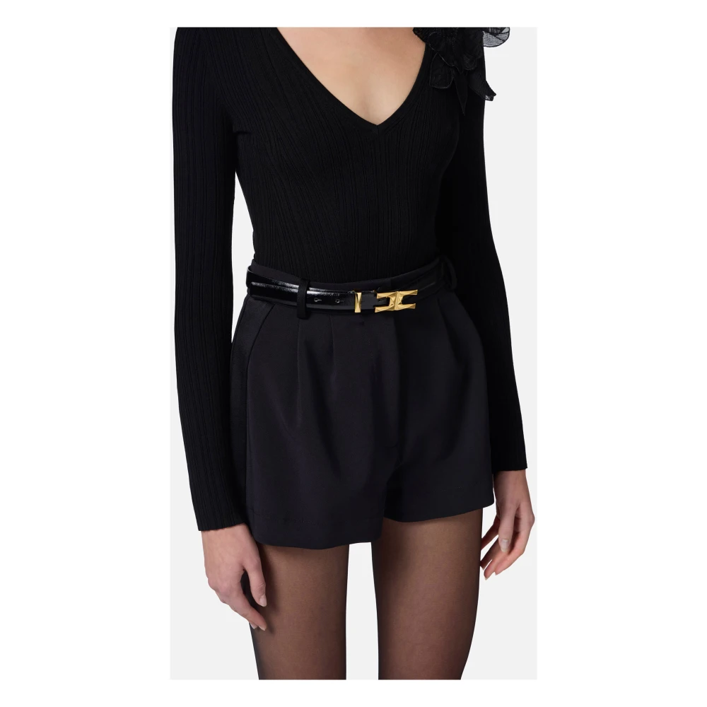 Elisabetta Franchi 3D Logo Synthetische Riem Black Dames