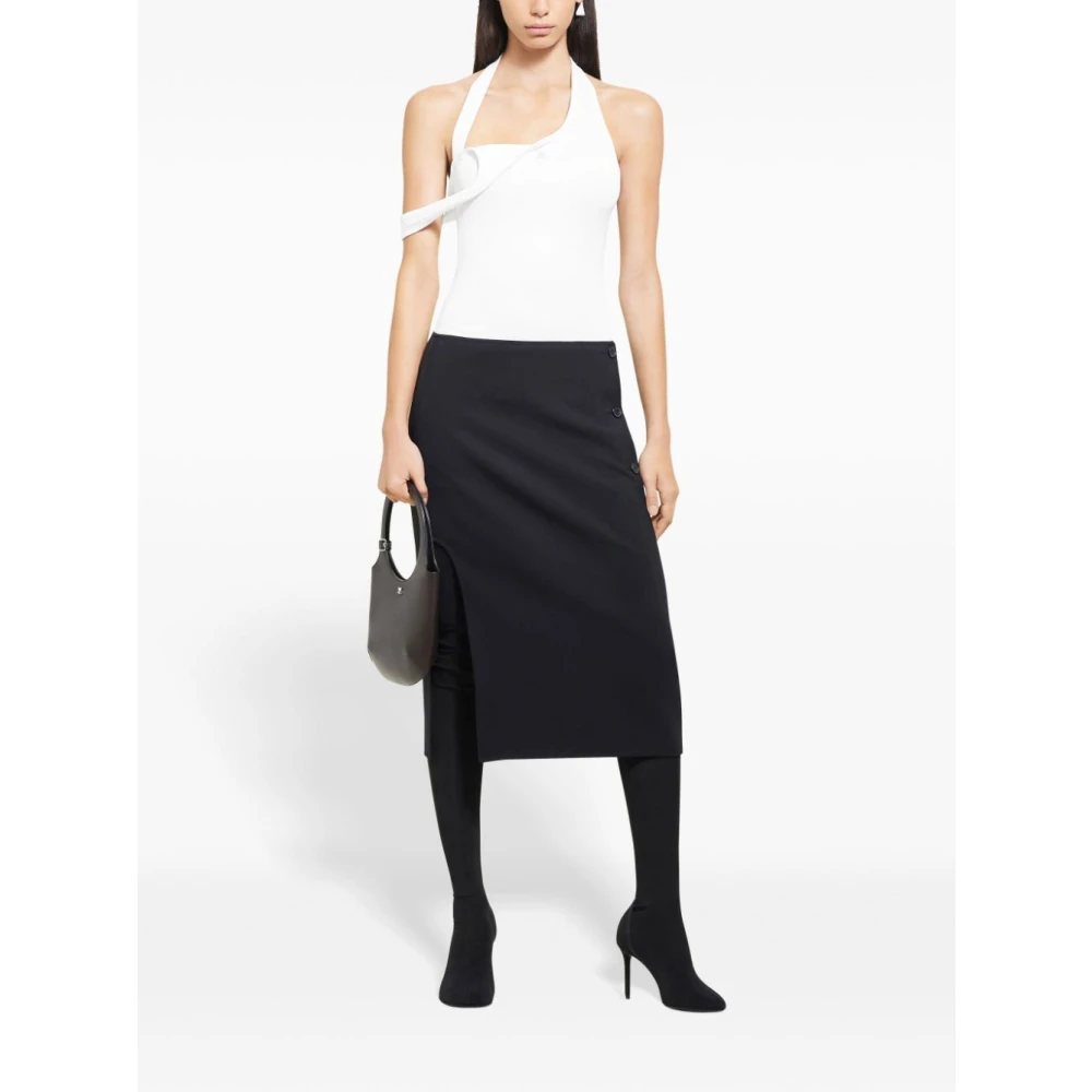 Courrèges Witte Geribbelde Halternek Top White Dames