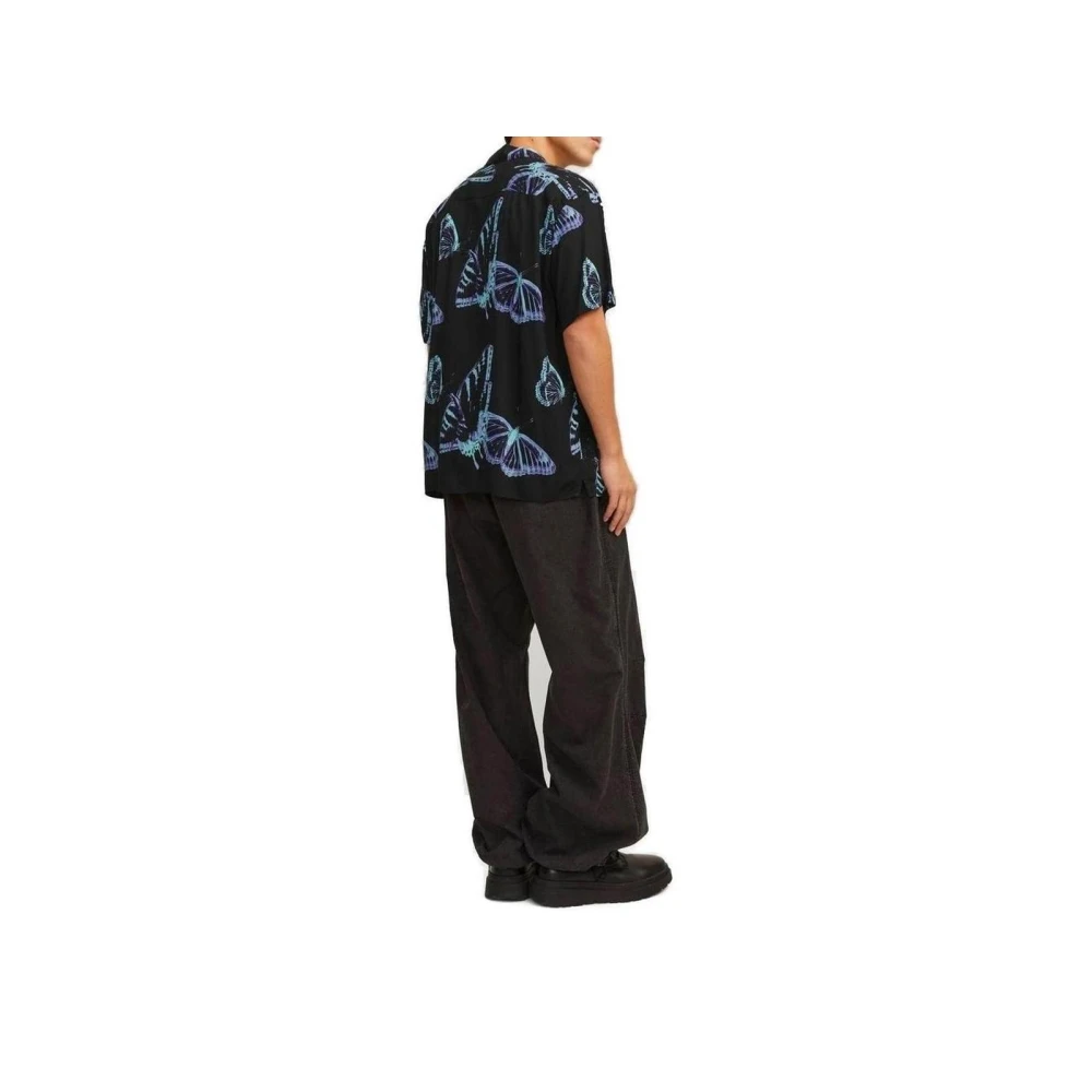 jack & jones Zwarte Vlinderprint Korte Mouw Overhemd Black Heren