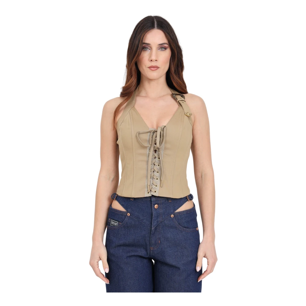 Versace Jeans Couture Sleeveless Tops Beige Dames