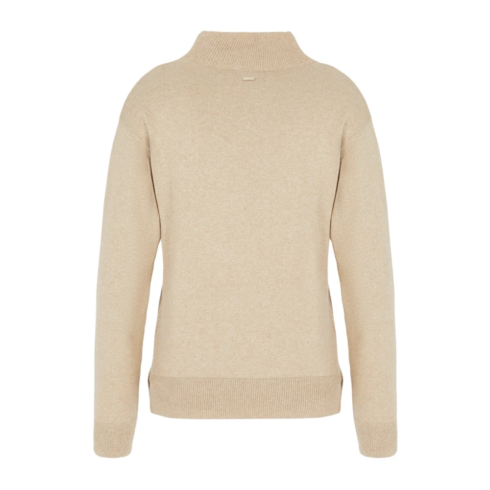 Beige Sweatshirt i ullblanding Mock Neck