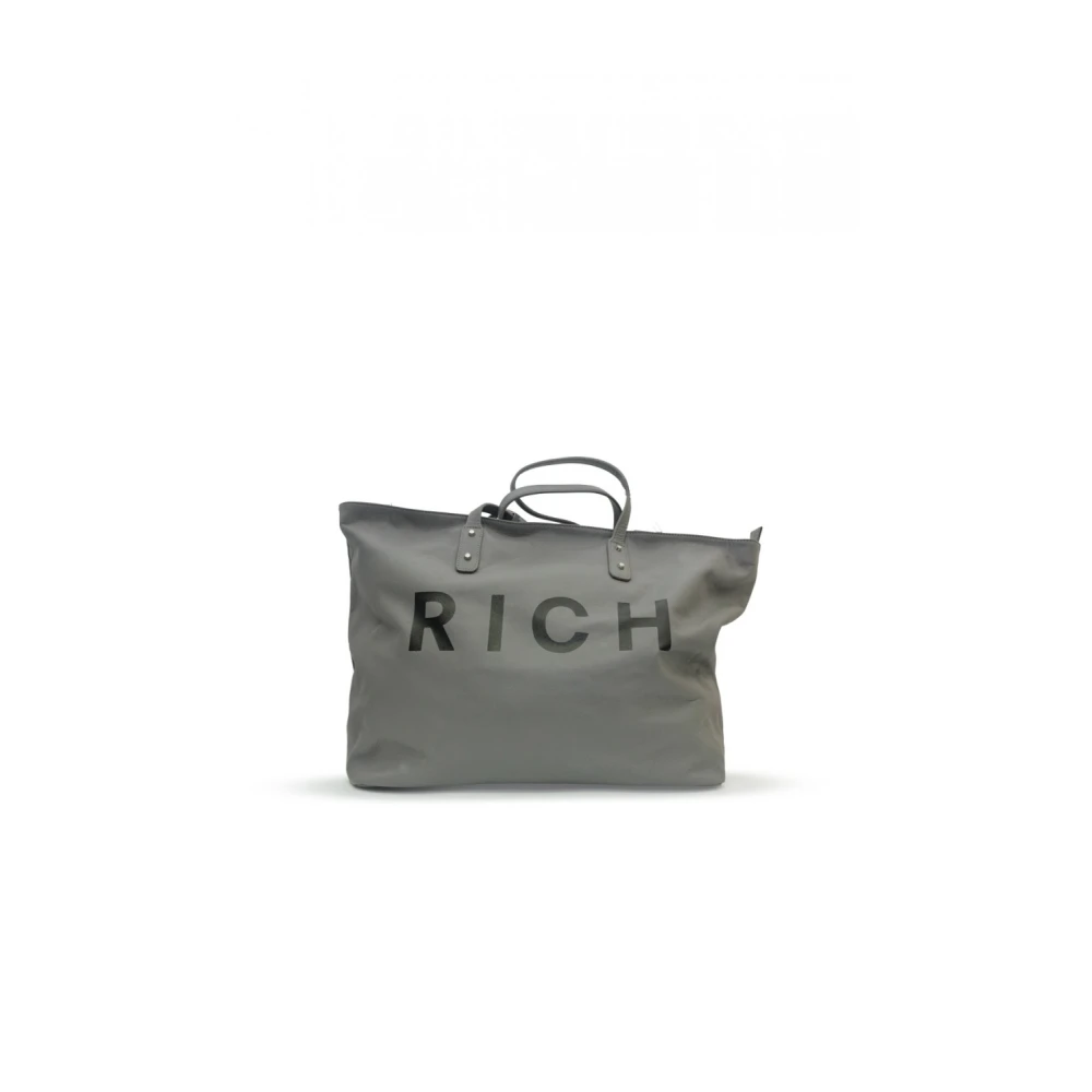 John Richmond Grijze en zwarte leren handtas Rwa24144Bo Gray Dames