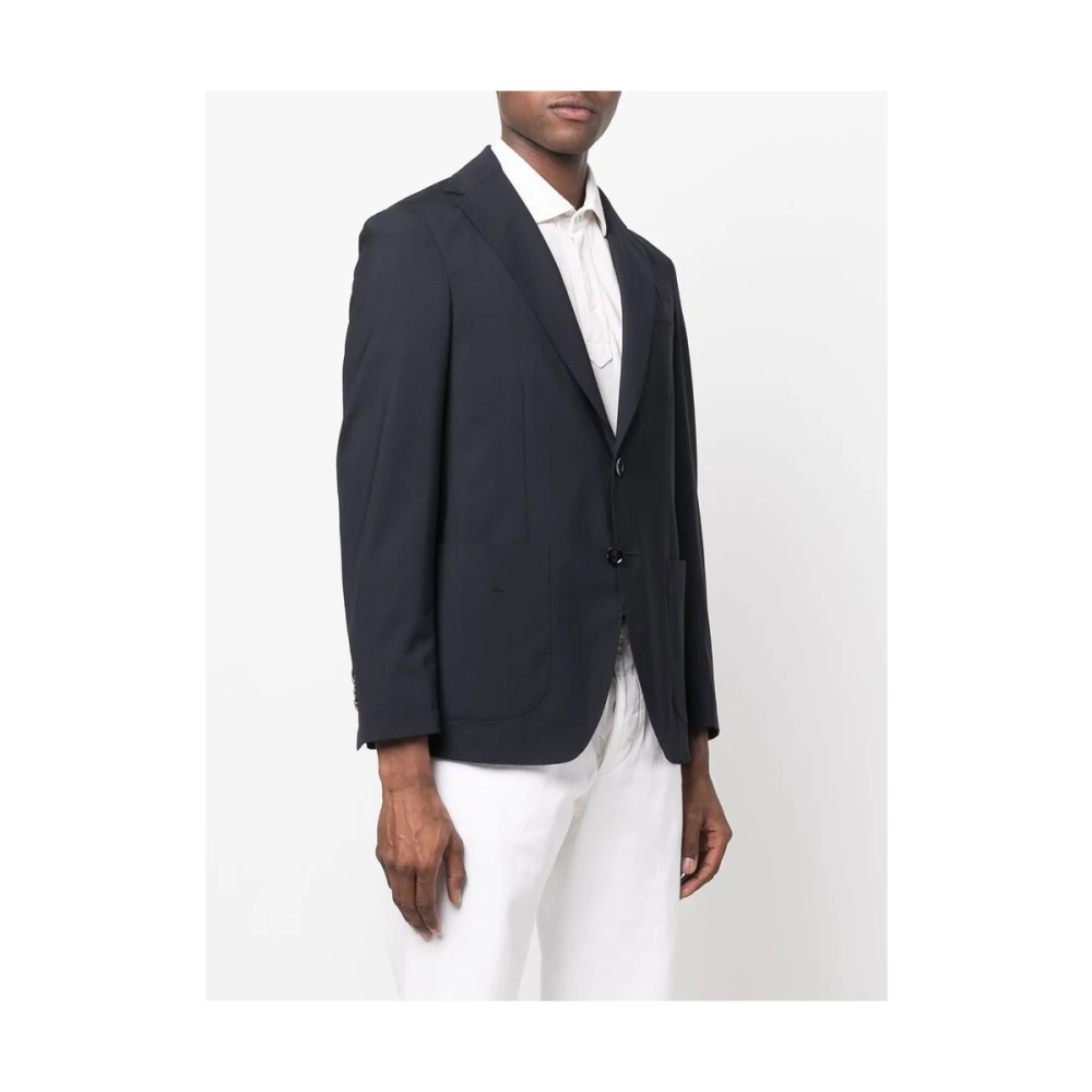 Reveres 1949 Blauwe Wol Blazer met Revers Blue Heren