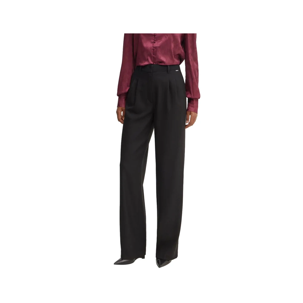 Guess Zwarte Slim Fit Hoge Taille Broek Black Dames