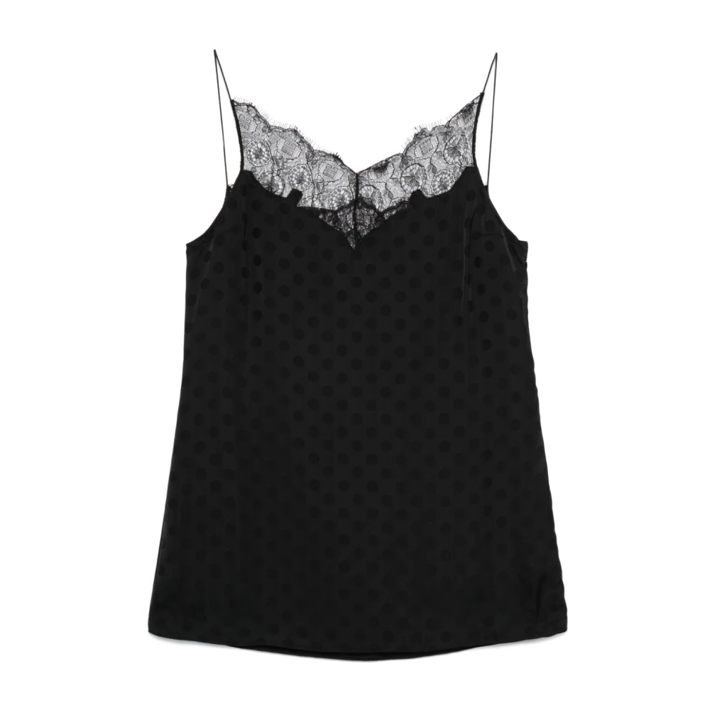 Givenchy Zwarte Camisole Top met Kant Black Dames