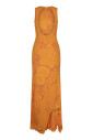 robe-orange-sans-manches-a-col-en-v