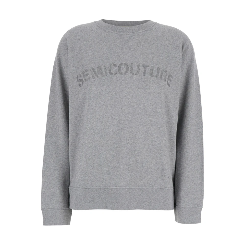 Semicouture Grijze Crewneck Sweatshirt met Logo Gray Dames