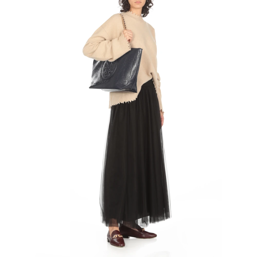 TORY BURCH Blauwe Winkelmand met Kettinghandvatten Blue Dames