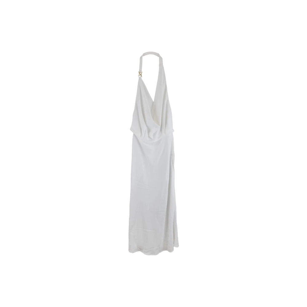 Elisabetta Franchi Chique Jurk met Rits en V-Hals White Dames